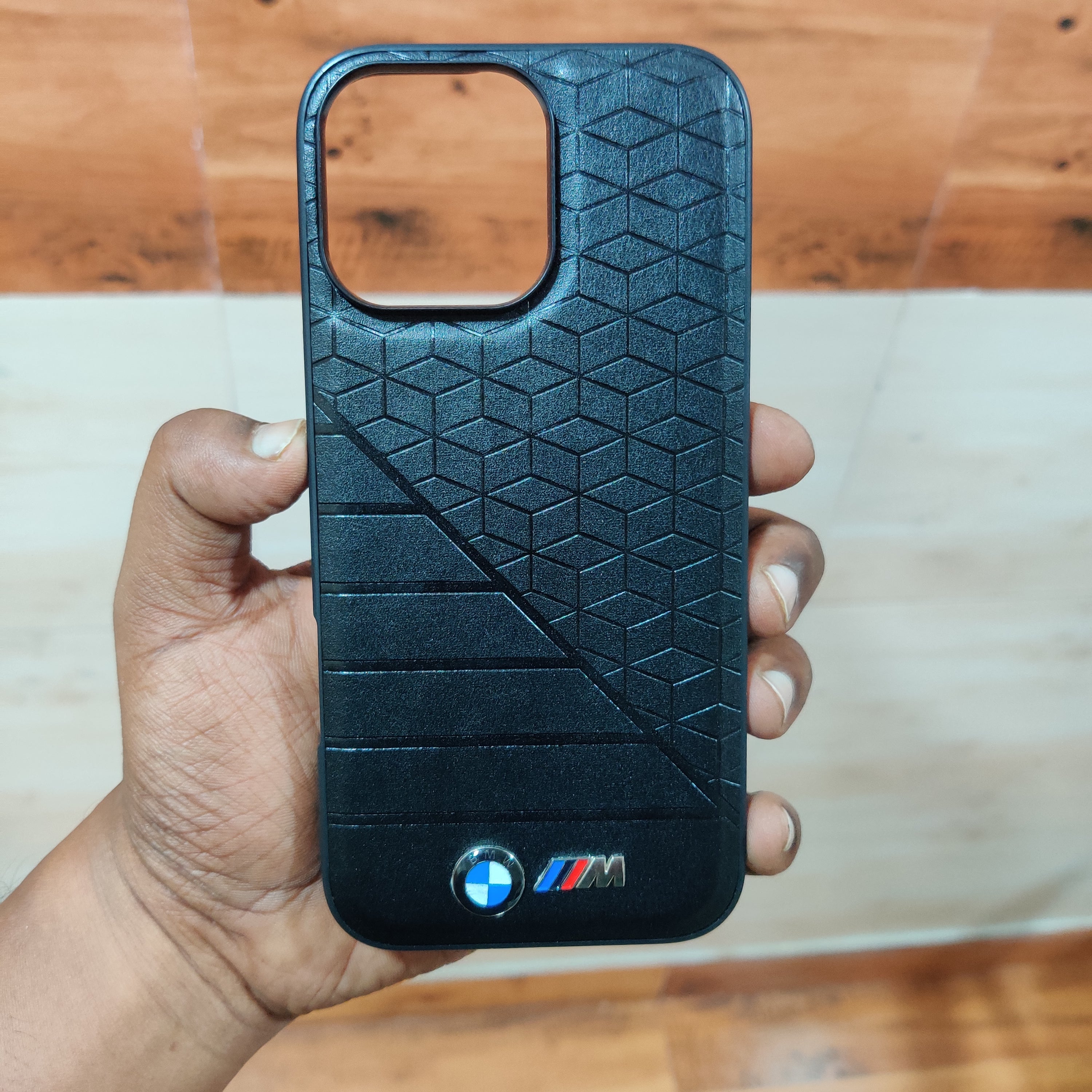 iPhone 16 Pro Max BMW Pattern Case with Inner Fabric Protection - Black